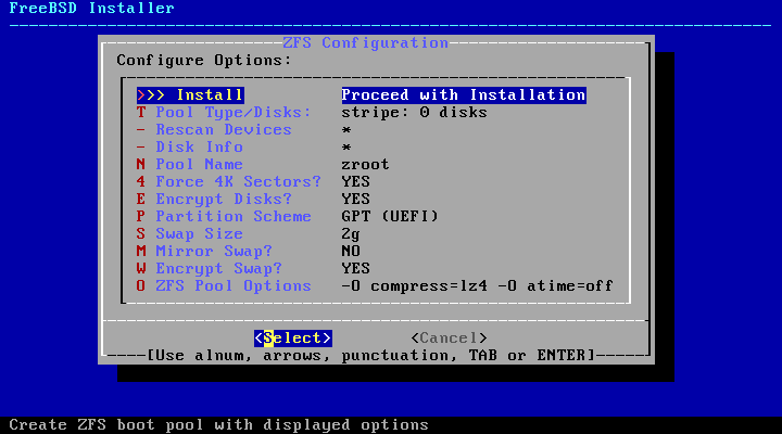 bsdinstall zfs configuration menu 1