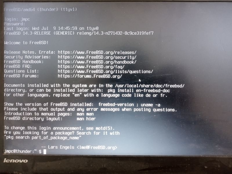 Start FreeBSD - Logged in